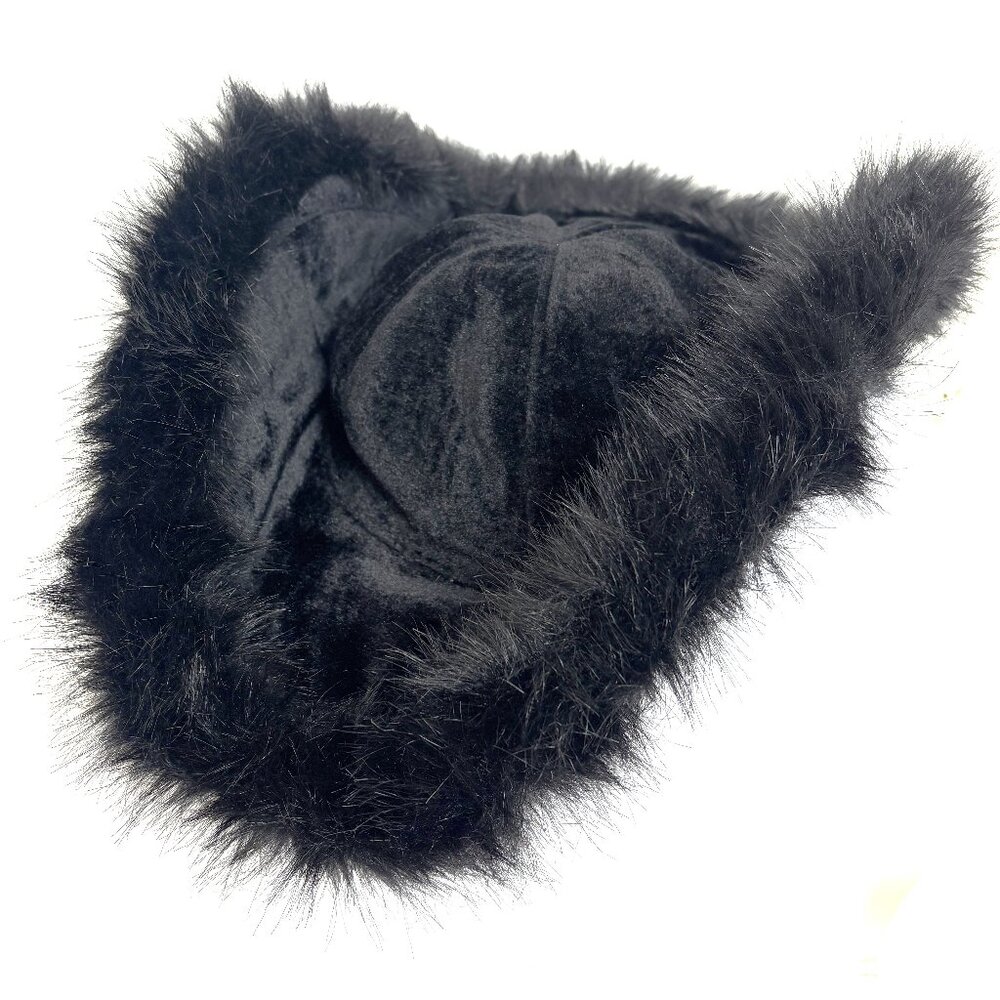ELOPE 70’s Style Black Velvet Pimp Big Daddy w/ Fur trim Hat Vtg